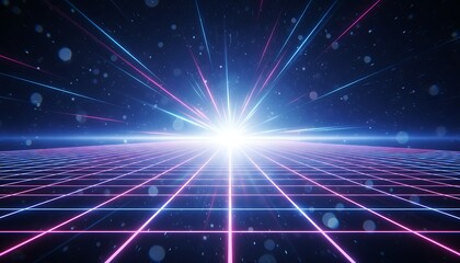 Neon Retro Futuristic Grid Background