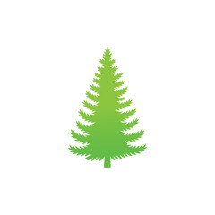 Obraz premium a vibrant green pine tree stands prominently against a stark white background creating a striking silhouette