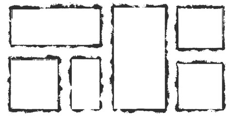Distressed grunge textured frames set on white background for creative designs
