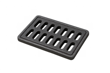 Cast iron rectangular drain grate providing urban drainage solution