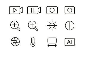 Ai contrast zoom camera icon vector stop button iso brightness mode