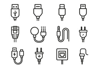 Smart cable plug adapter icons icon network jack connector vector clip audio