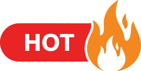 A red hot label with flames indicating a special offer or warning