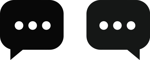 Two black speech bubbles with ellipsis icons simple communication symbol