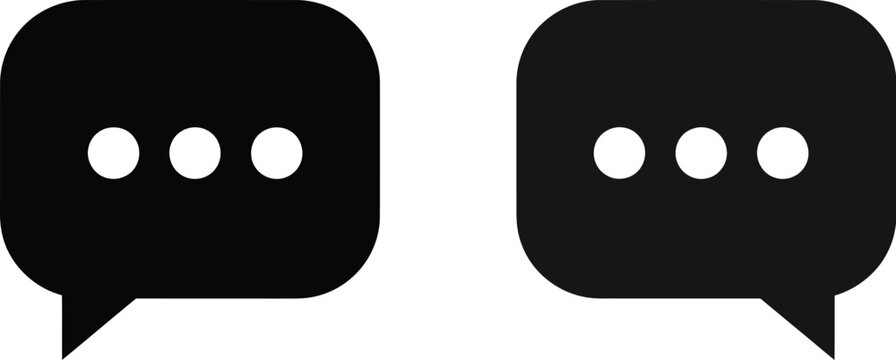 Two black speech bubbles with ellipsis icons simple communication symbol