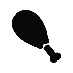 Simple black silhouette of a fried chicken leg on white background