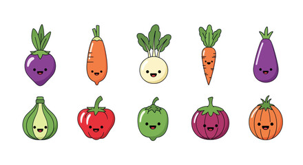 Cartoon vegetable characters illustration for design and educational content