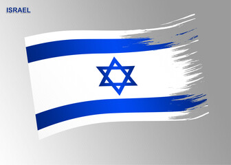 Israel flag, national symbol with brush strokes, vector illustration with blue, white, and Star of David