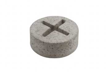 Stone cylinder object showing x mark symbol