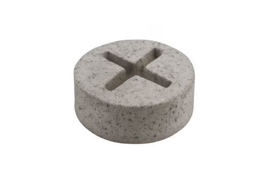 Stone cylinder object showing x mark symbol