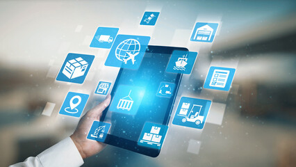 Global shipping icons show transport, logistics, and cargo delivery. Global shipping connects...