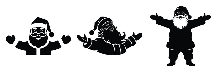 black silhouette santa merry shout on a white background graphic design