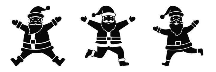 black silhouette santa merry hop on a white background graphic design