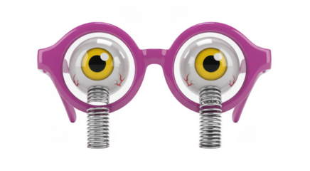 Pink Eyeball Glasses with Metal Springs isolated on a transparent background