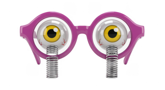 Pink Eyeball Glasses with Metal Springs isolated on a transparent background - Powered by Adobe