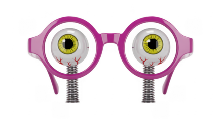 Pink Eyeball Glasses with Spring Mounts isolated on a transparent background