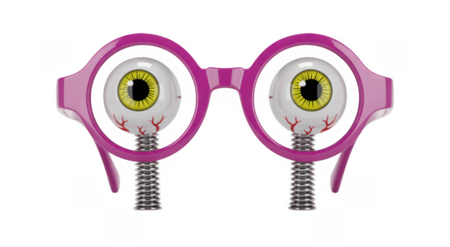 Pink Eyeball Glasses with Spring Mounts isolated on a transparent background