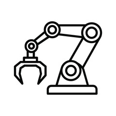 Robotic arm icon for industrial automation and manufacturing technology