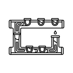 Scientific experiment setup with test tubes and liquid flow