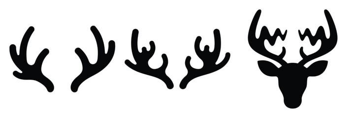 black silhouette reindeer antler wiggle on a white background graphic design © Bina