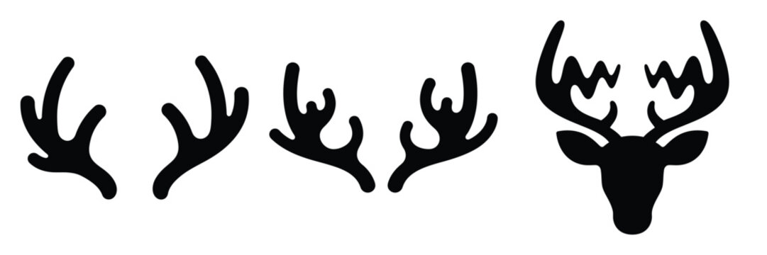 black silhouette reindeer antler wiggle on a white background graphic design