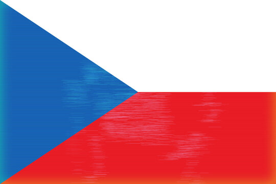 Stylized Czech Republic flag displays vibrant red, white, and blue with horizontal line details that create movement and depth in a patriotic visual design.