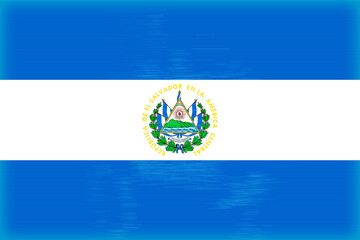 The flag of El Salvador features horizontal bands of cobalt blue framing a central white stripe,...