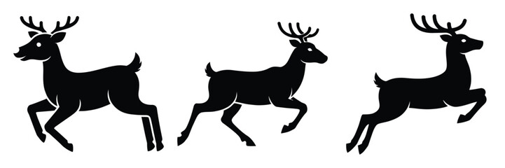 black silhouette reindeer munch hop on a white background graphic design