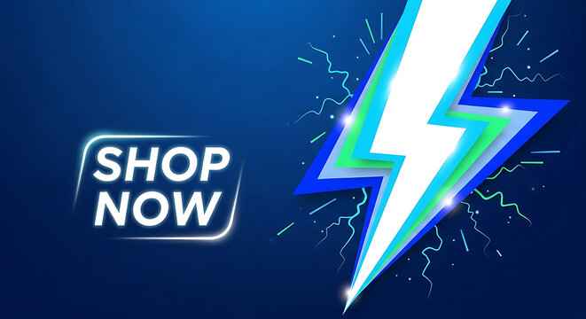 Supercharge your sales now with this electrifying lightning bolt design and call to action perfect for modern marketing campaigns and dynamic web promotions