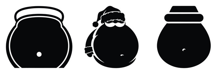 black silhouette santa belly shake on a white background graphic design
