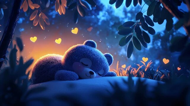 lullaby for babies with bear sleep in a forest video