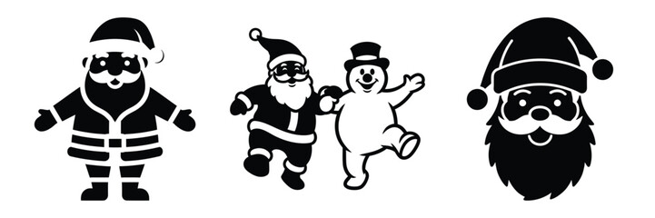 black silhouette santa frosty hop on a white background graphic design