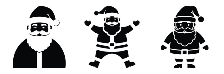 black silhouette santa ho ho on a white background graphic design