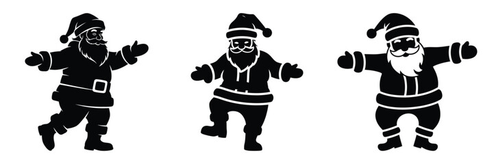 black silhouette santa jingle shuffle on a white background graphic design