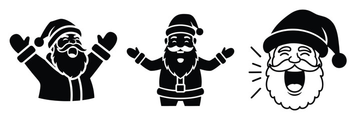 black silhouette santa joyful yell on a white background graphic design