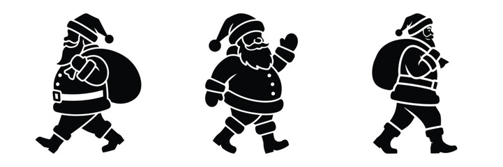 black silhouette santa jolly march on a white background graphic design