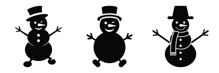 black silhouette snowman wink hop on a white background graphic design