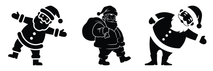 black silhouette santa silly lean on a white background graphic design