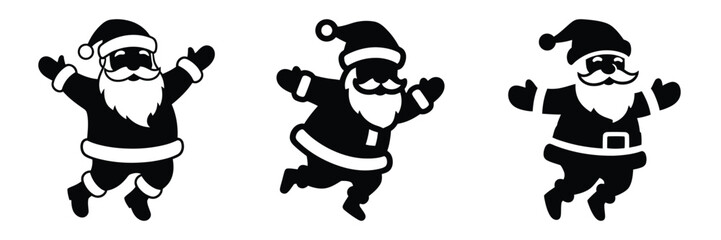 black silhouette santa tiny jump on a white background graphic design © Bina
