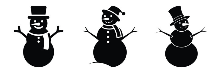 black silhouette snowman chill wiggle on a white background graphic design