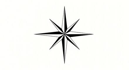 Black and white compass rose illustration on white background