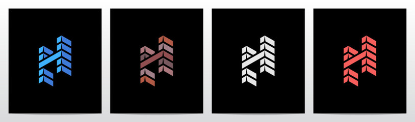 Brick Block Stack Building Structure 3-Dimensional Letter Initial Logo Design H