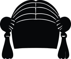 Pigtails hairstyle vector silhouette graphic. minimalist black icon of braided hair for girl or child, isolated on clean background. isolated on transparent background, Vector