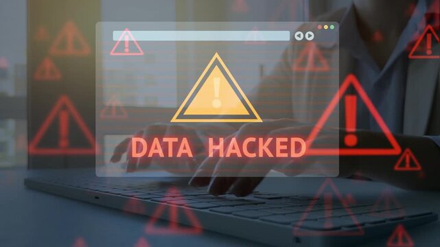 System warning alert signals critical security issue. Scene reflects strong cybersecurity protection.Suspicious activity shows possible breach. Monitoring tools detect threats in real time. - Powered by Adobe