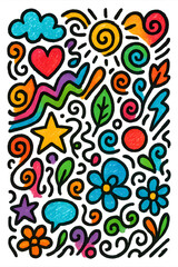 Multicolor Free-Flow Doodle Art on Black