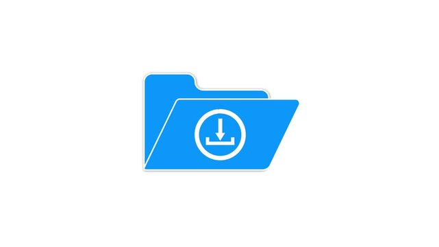Blue folder icon with a download symbol and circular progress indicator on a clean white background