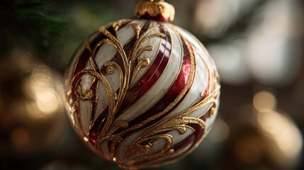A stunning close-up of a hand-painted Christmas ornament,
