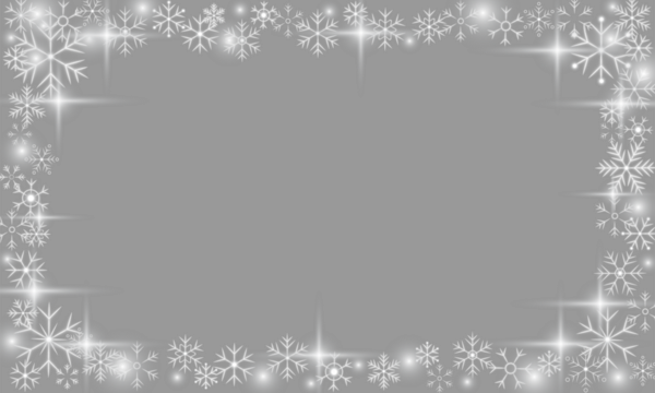 Rectangular winter snowflakes frame with sparkling snow stars shapes and festive glow on transparent background for elegant christmas and new year holiday greeting cards and invitations - Powered by Adobe