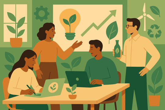 Numbers icon illustration flat vector collaboration captions innovation eco design negative full