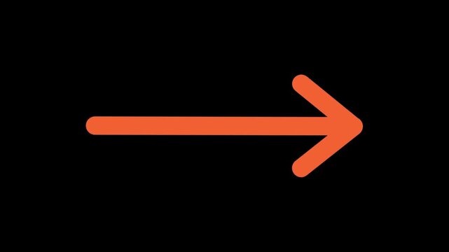 Animated orange arrow pointing right against a black background, perfect for tutorial videos, website navigation or presentations needing clear direction